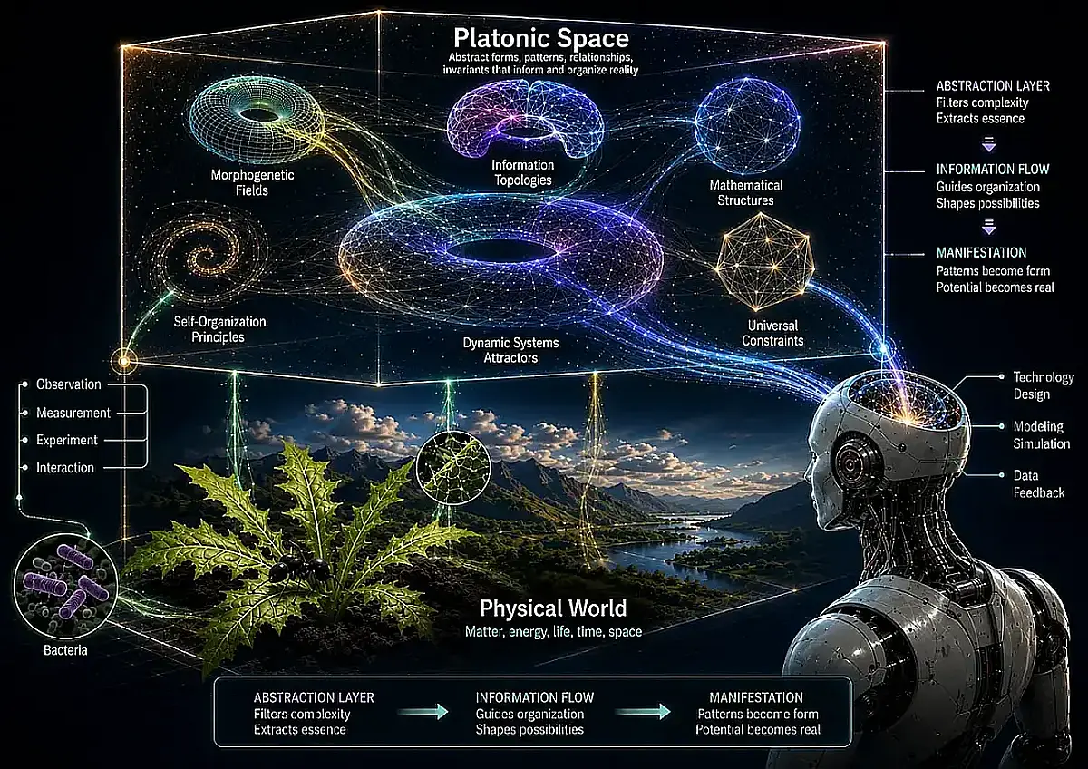 Diagram illustrating the relationship between Platonic possibility and the physical world